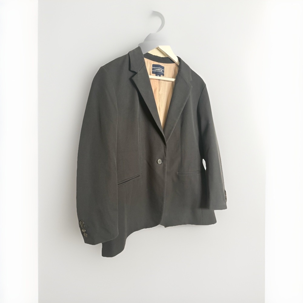 Land's End Women's Size 16 Black One Button Blazer Stretch Spandex - Picture 7 of 10